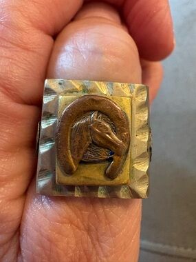 Vintage Mexican Biker Lucky Horseshoe Horse Head Ring Size 10.5 Made In Mexico